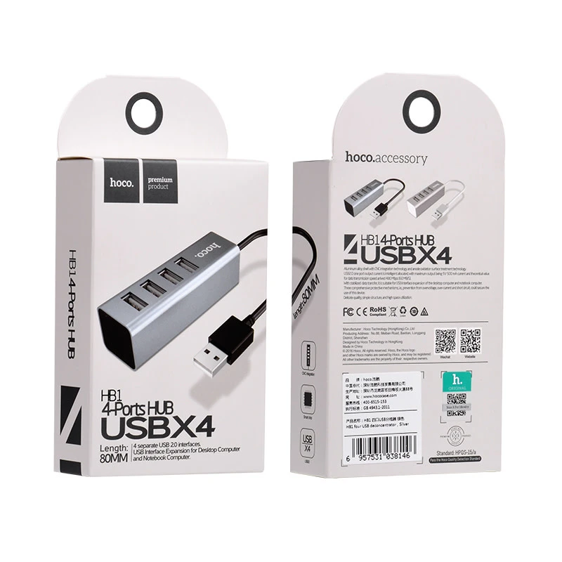 USB šakotuvas Hoco HB1 su 4 USB jungtimis