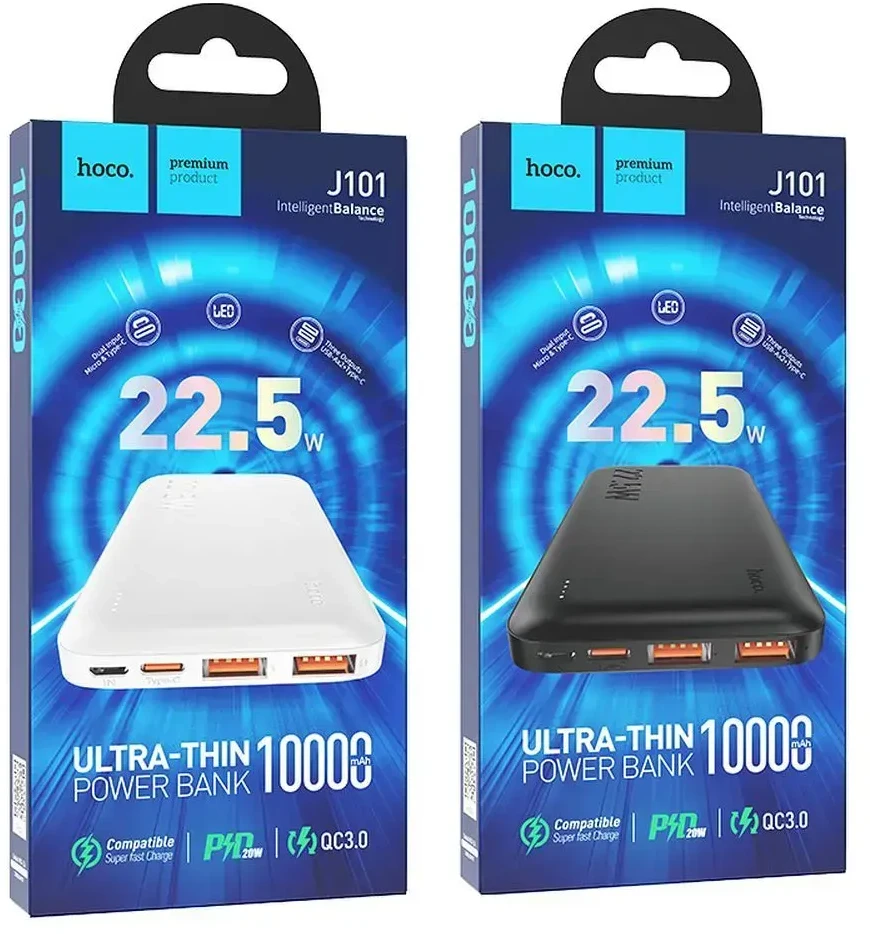 Powerbank Hoco 10000 mAh QC PD 3A 22.5W J101 baltas