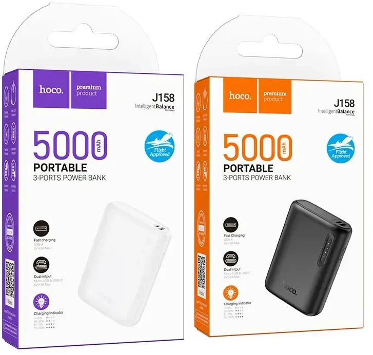 Powerbank Hoco 5000 mAh 2A J158 juodas