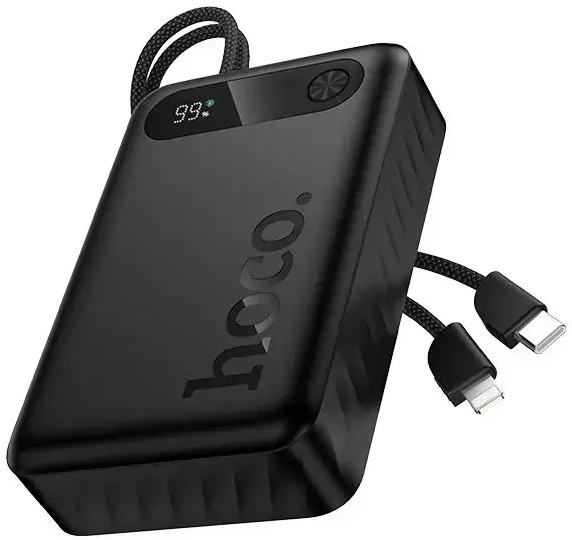Išorinė baterija Hoco 20000 mAh QC PD 2A 22,5W su integruotais laidais USB C + Lightning J171A juodas