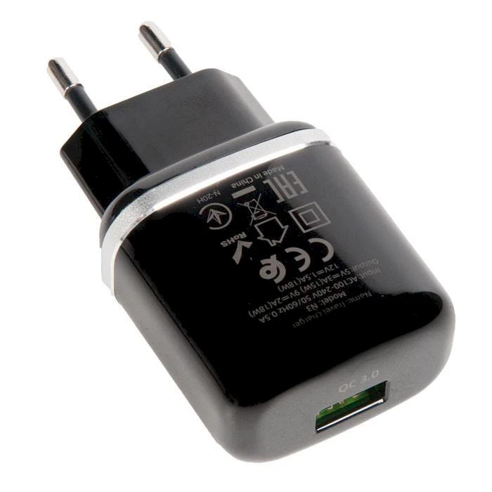 Telefono įkroviklis Hoco USB A QC3.0 3A 18W N3 juodas