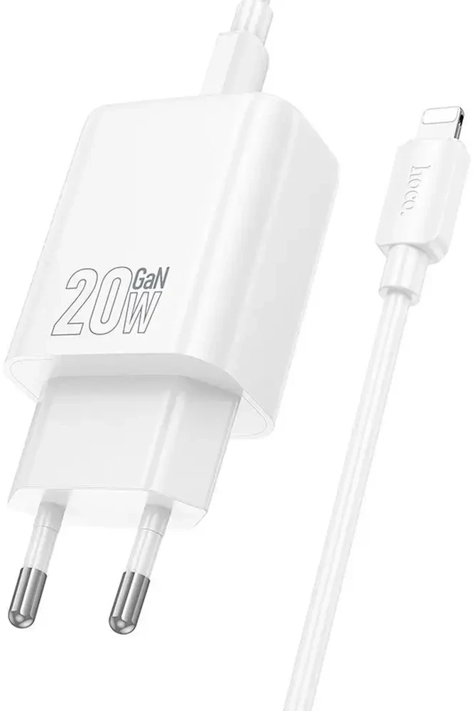 Telefono įkroviklis Hoco USB A + USB C QC3.0 PD 3A 20W + laidas USB C į Lightning N61 baltas