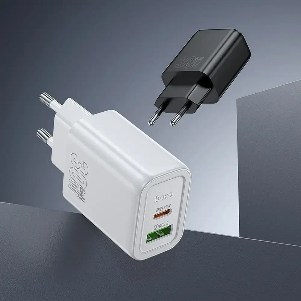 Telefono įkroviklis Hoco USB A + USB C QC3.0 PD 3A 30W N63 juodas