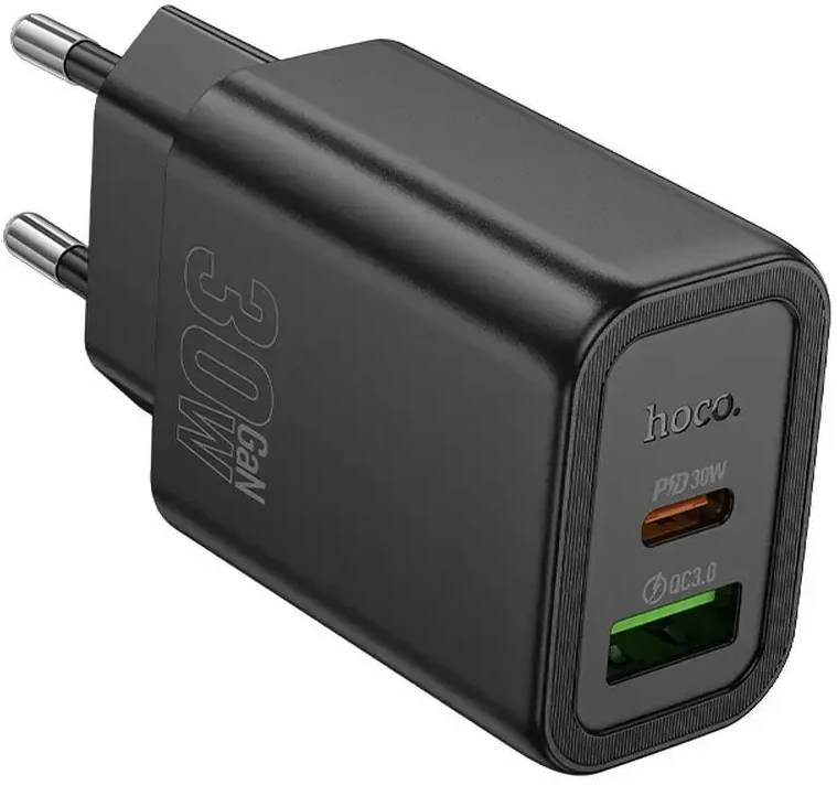 Telefono įkroviklis Hoco USB A + USB C QC3.0 PD 3A 30W N63 juodas