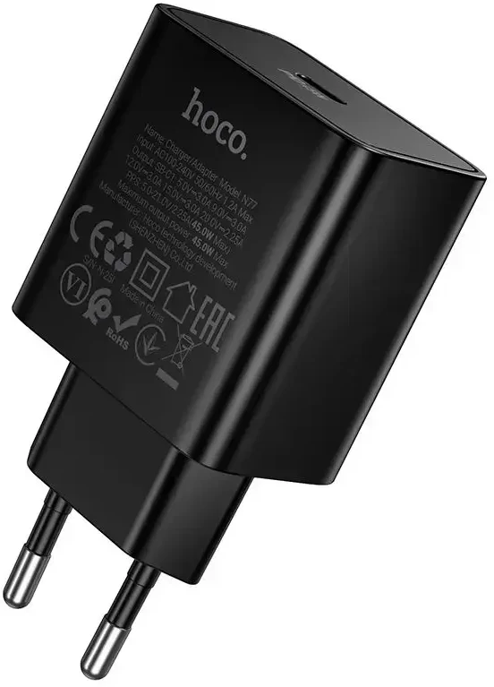 Phone charger Hoco USB C QC PD 45W N77 juodas