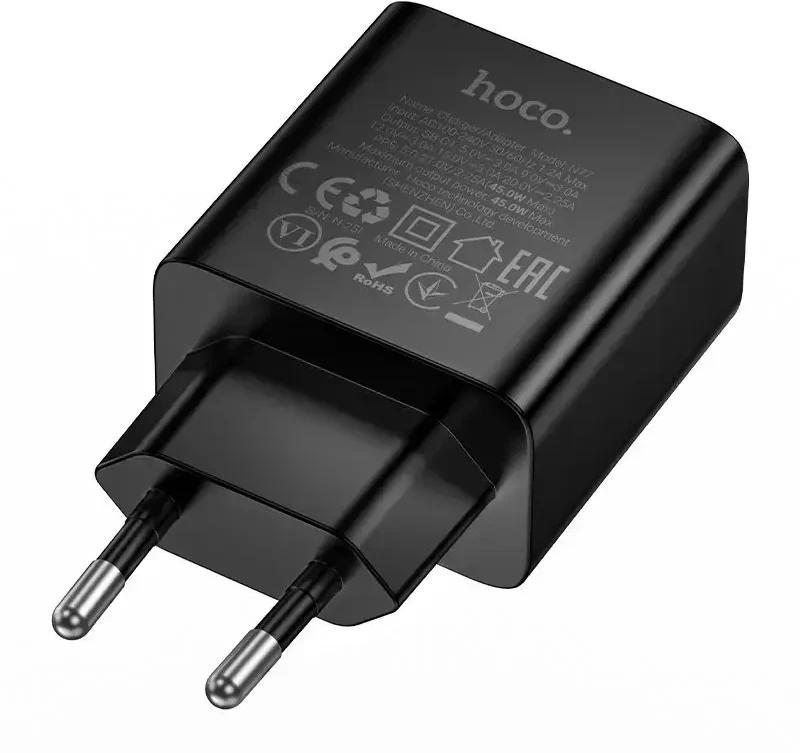 Phone charger Hoco USB C QC PD 45W N77 juodas