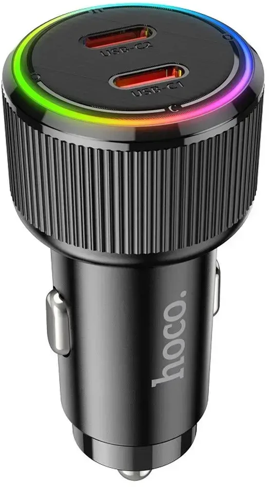 Car charger Hoco 2 x USB C QC PD 50W NZ14B juodas