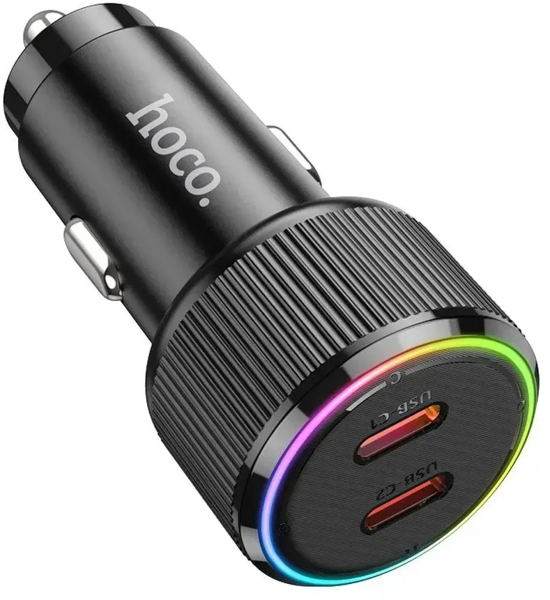 Car charger Hoco 2 x USB C QC PD 50W NZ14B juodas