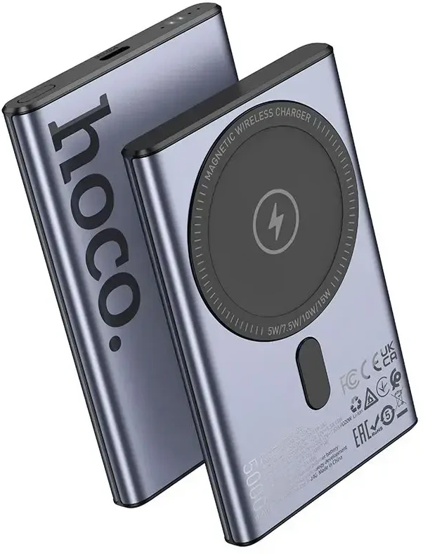 „MagSafe Hoco 5000 mAh QC PD 20W Q32“ metalinis pilkas nešiojamas akumuliatorius