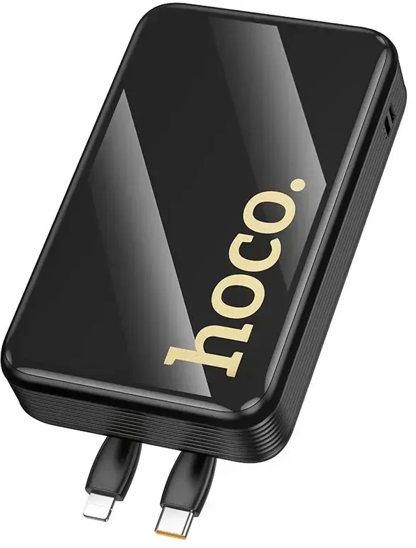 Išorinė baterija Hoco 20000 mAh QC PD 22,5W su integruotais laidais USB C + Lightning Q37A juodas