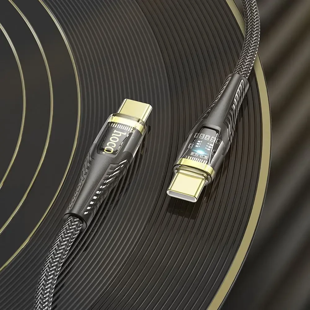Cable USB C to USB C Hoco 3A 60W 1,2 m U121 juodas