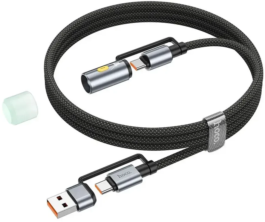 Kabelis „viskas viename“ USB A / USB C į USB C / LED šviesos Hoco 3A 60W 1,2 m U138 juodas