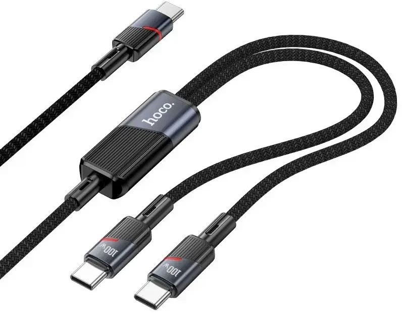 Cable 2in1 USB C į USB C / USB C Hoco 5A 100W 1,2 m U139 juodas