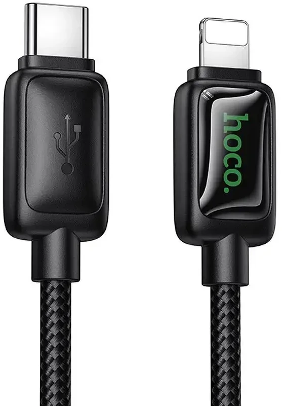 Laidas su LCD ekranu USB C - Lightning Hoco PD 30W 1,2 m U146 juodas