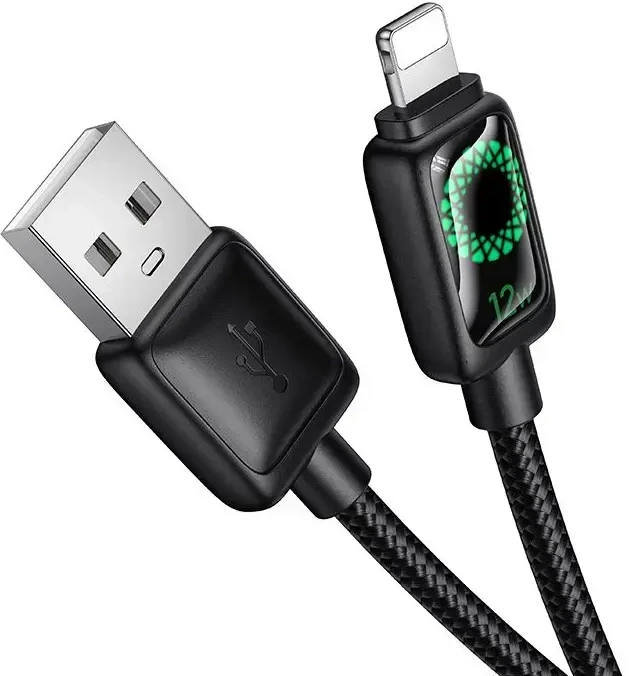Laidas su LCD ekranu USB A į Lightning Hoco 2,4A 1,2 m U146 juodas