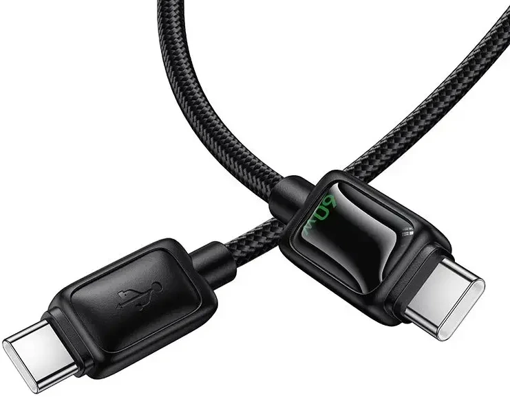 Laidas su LCD ekranu USB C į USB C Hoco 3A 60W 1,2 m U146 juodas