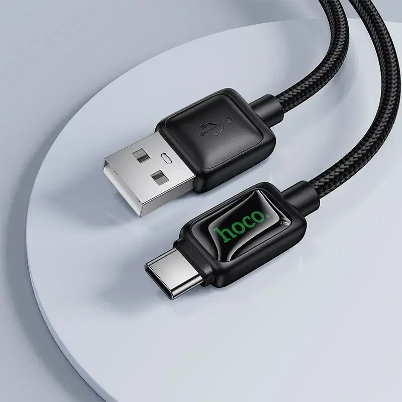 Laidas su LCD ekranu USB A į USB C Hoco 3A 1,2 m U146 juodas