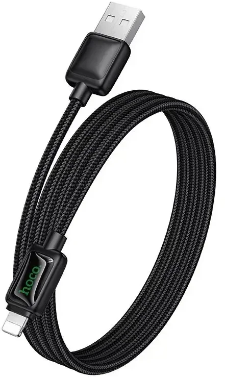 Laidas su LCD ekranu USB A į Lightning Hoco 2,4A 1,2 m U146 juodas