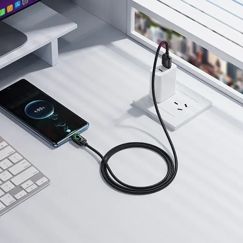 Laidas su LCD ekranu USB A į USB C Hoco 3A 1,2 m U146 juodas