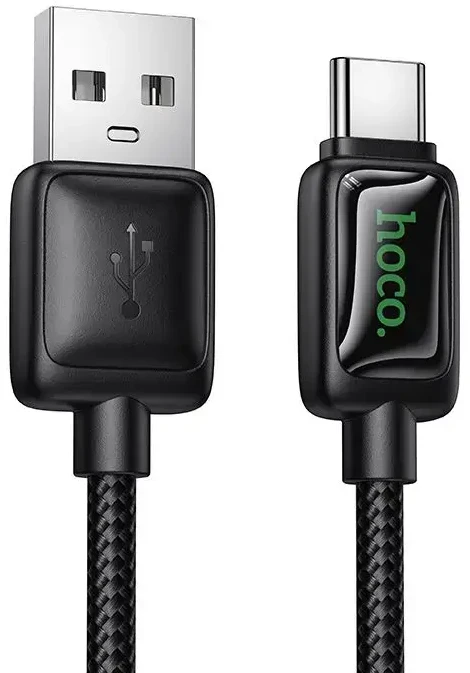 Laidas su LCD ekranu USB A į USB C Hoco 3A 1,2 m U146 juodas