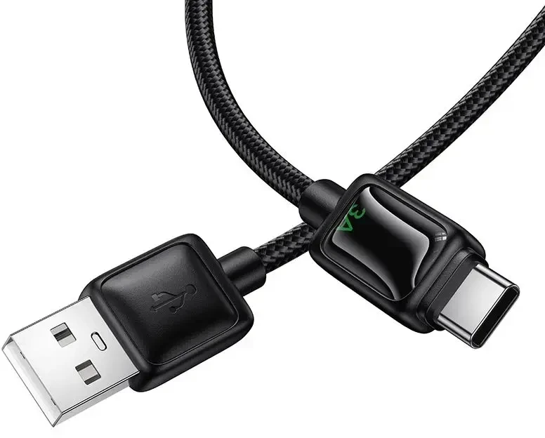 Laidas su LCD ekranu USB A į USB C Hoco 3A 1,2 m U146 juodas
