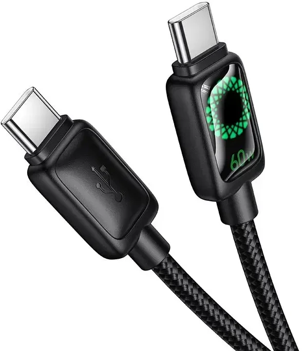 Laidas su LCD ekranu USB C į USB C Hoco 3A 60W 1,2 m U146 juodas