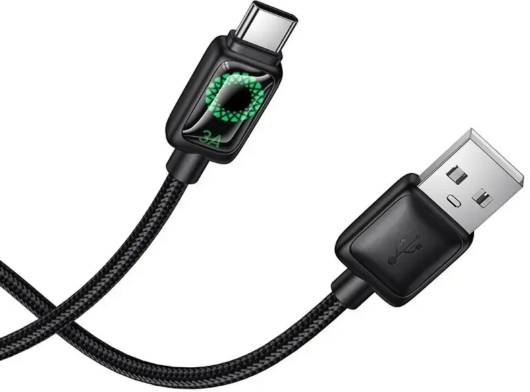 Laidas su LCD ekranu USB A į USB C Hoco 3A 1,2 m U146 juodas