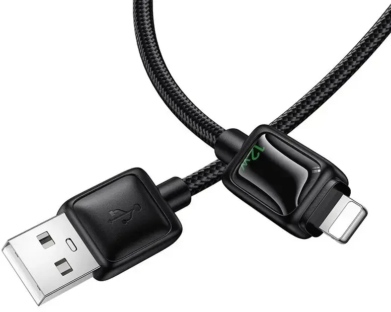 Laidas su LCD ekranu USB A į Lightning Hoco 2,4A 1,2 m U146 juodas