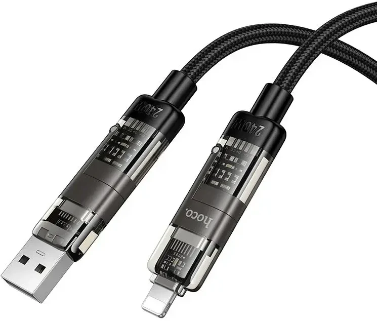 Kabelis 4in1 USB A/C į USB C/Lightning Hoco 240W 1,2 m U151 juodas