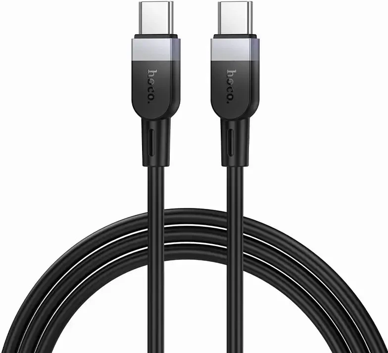 Silicone Cable USB C to USB C Hoco 3A 60W 1 m X109 juodas