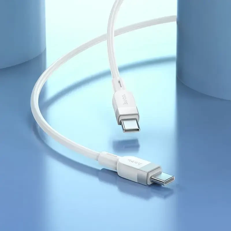 Silikoninis laidas USB C į USB C Hoco 3A 60W 1 m X109 baltas