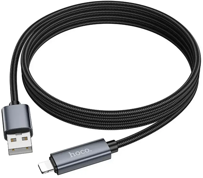 USB A laidas į „Lightning“ Hoco 2,4A su ekranu 1 m X112 juodas