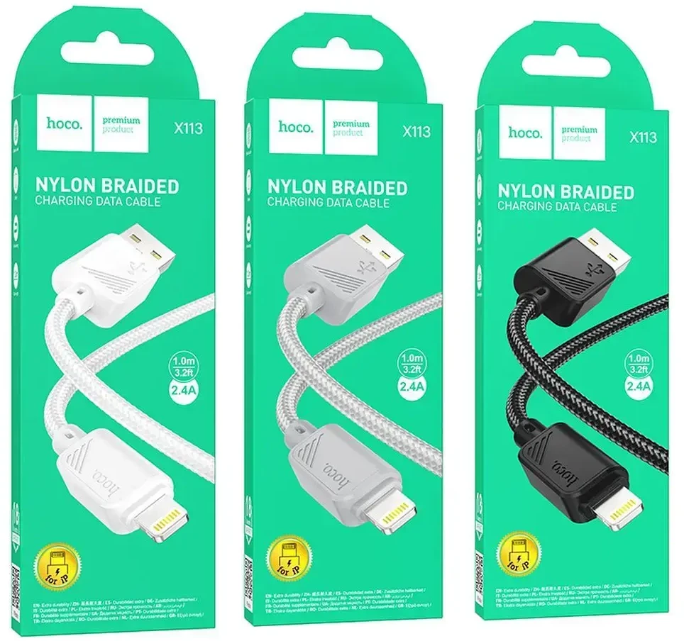 HOCO kabelis USB A į Lightning 2,4A X113 1 m baltas