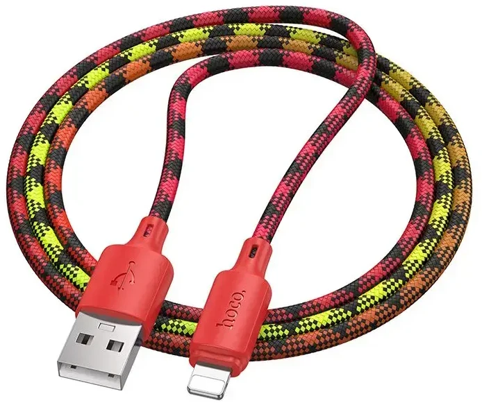 Laidas USB A - Lightning Hoco 2,4A 1 m X116 gradientinis raudonas