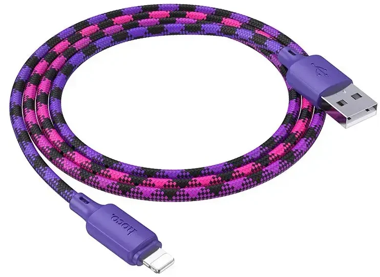 USB A tipo į Lightning tipo maitinimas Hoco 2,4A 1 m X116 violetinis gradientas
