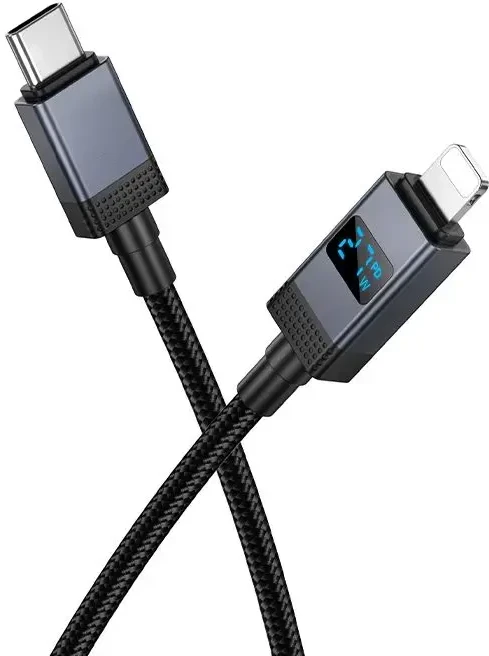 USB C į Lightning laidas Hoco PD 27W su ekranu 1 m X118 juodas
