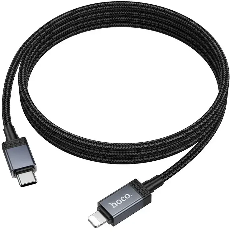 USB C į Lightning laidas Hoco PD 27W su ekranu 1 m X118 juodas