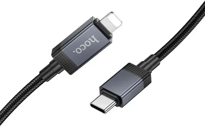 USB C į Lightning laidas Hoco PD 27W su ekranu 1 m X118 juodas