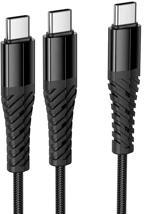 Kabelis 2in1 USB C į USB C+C Hoco 1 m X123 juodas