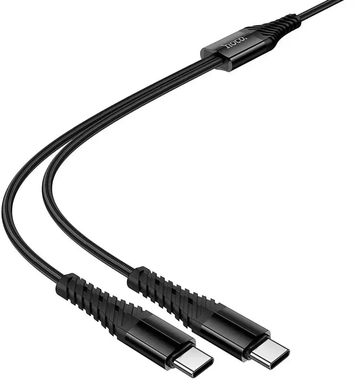 Kabelis 2in1 USB C į USB C+C Hoco 1 m X123 juodas