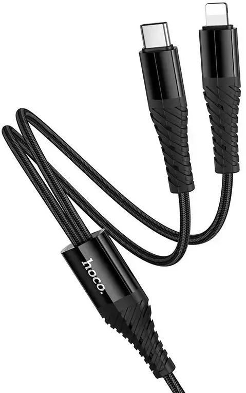 Laidas 2in1 USB C į USB C+Lightning Hoco 1 m X123 juodas