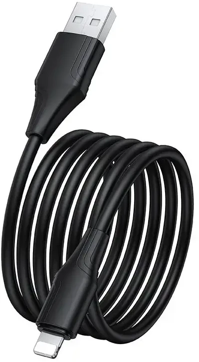 Silikoninis laidas USB A į Lightning Hoco 2,4A 1 m X124 juodas