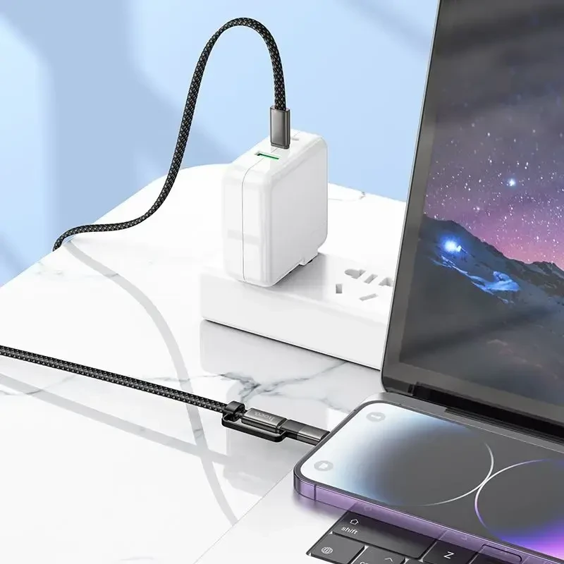 Plokščias kabelis USB C į USB C/iP 2in1 Hoco 3A 60W 1 m X125 juodas