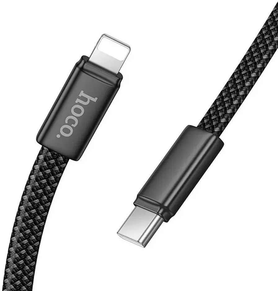 Plokščias kabelis USB C į USB C Hoco 3A 60W 1 m X125 baltas