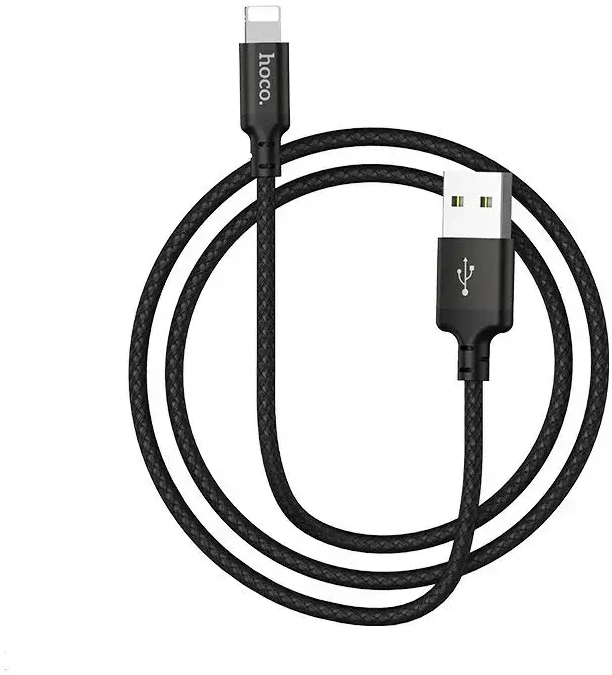 USB A tipo į „Lightning“ tipo laidas Hoco, 1 m x 14, juodas