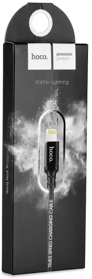 USB A tipo į „Lightning“ tipo laidas Hoco, 1 m x 14, juodas