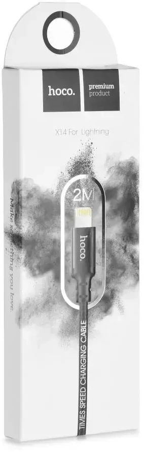 USB A tipo į „Lightning“ tipo laidas Hoco 2A, 2 m x 14, juodas