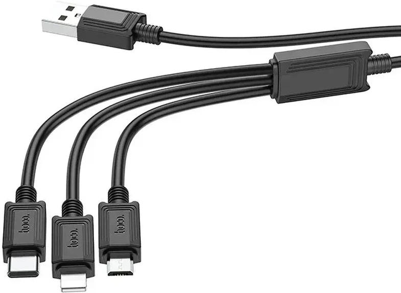 Laidas 3in1 USB A į Lightning / Micro USB / USB C Hoco 2A X74 1 m juodas