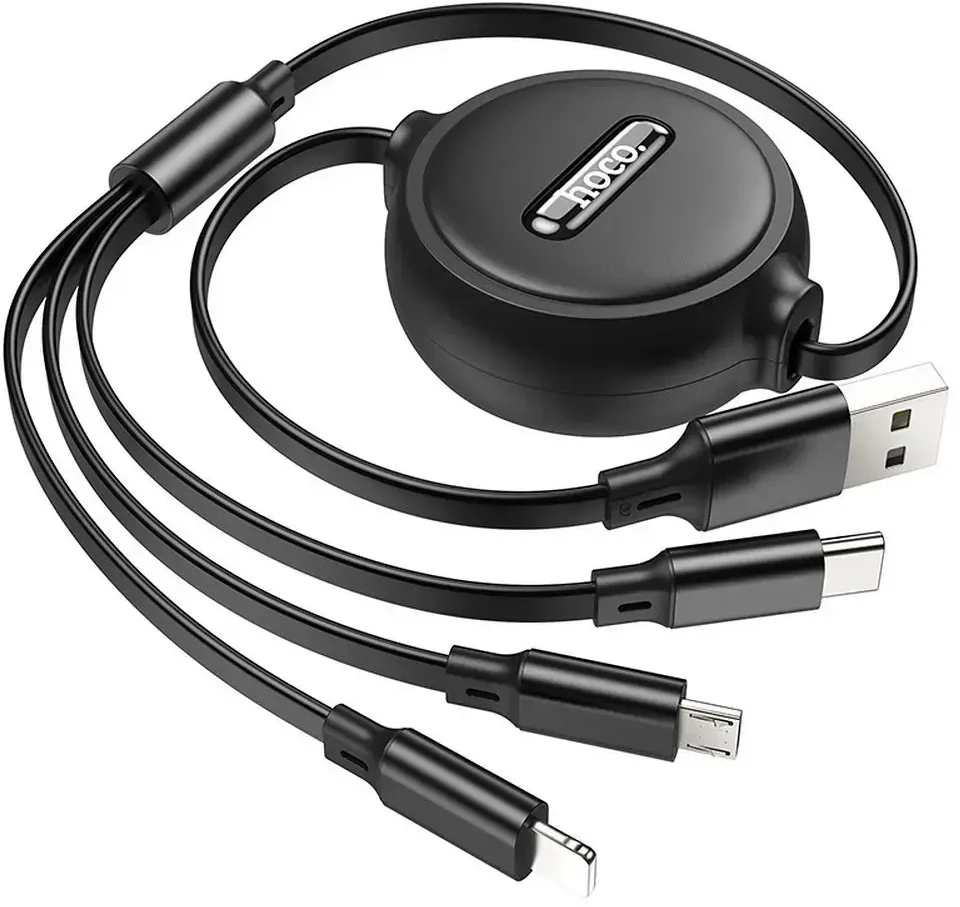 Laidas 3in1 USB A į Lightning / Micro USB / USB C Hoco 2A 1 m X75 juodas