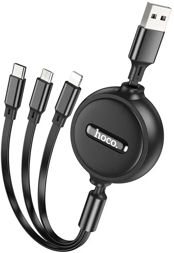 Laidas 3in1 USB A į Lightning / Micro USB / USB C Hoco 2A 1 m X75 juodas